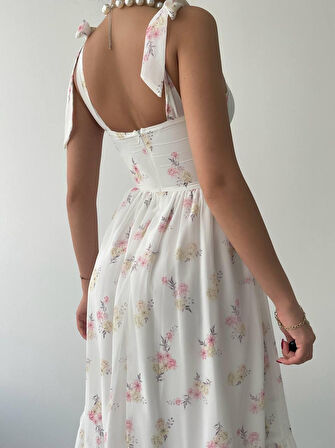 Roseta Bağlamalı Midi Elbise