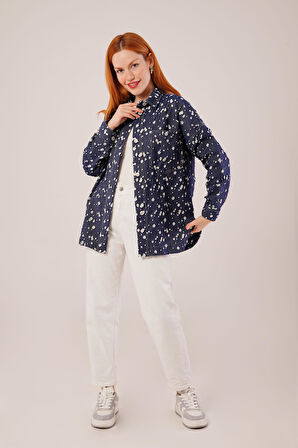 Eskitme Görünümlü Denim Mavi Gömlek