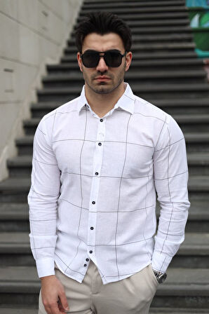 Erkek Pamuklu Keten Kumaş Gömlek