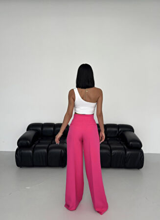 Üç Düğme Detayli Palazzo Pantolon