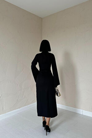 Siyah Tek Kollu Elbise