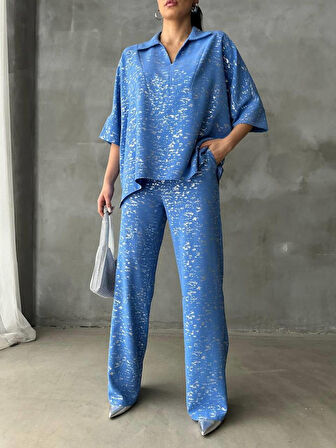 VARAKLI BLUZ PANTOLON TAKIM - Mavi