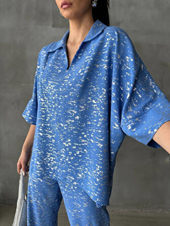 VARAKLI BLUZ PANTOLON TAKIM - Mavi