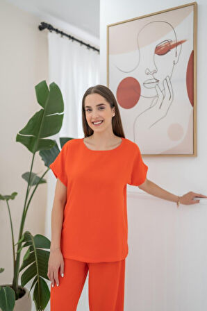 Oranj T-Shirt Ve Pantolon Takım