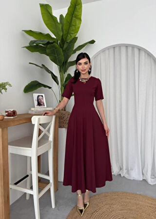 Wera Pliseli Midi Elbise