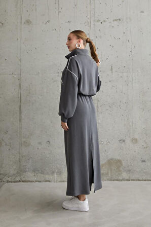 Füme Biyeli Sweatshirt Ve Etek Takım