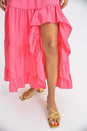 Audrey Fıfrlı Yırtmaç Detay Etek 4037