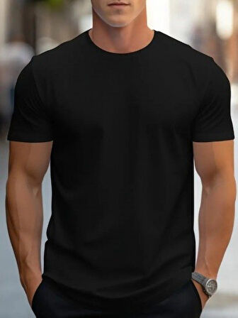 Erkek Kısa Kollu Bisiklet Yaka Iki Iplik Bluz