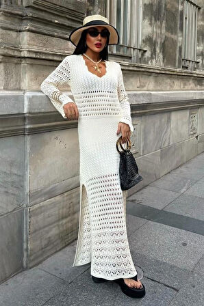 Ajur Detaylı İspanyol Kol Elbise 2840