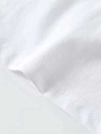 Baskılı Oversize Bisiklet Yaka T-shirt - Beyaz