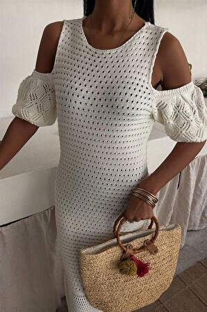 Omuz Detaylı Etek Ücü Püsküllü Triko Elbise 2862