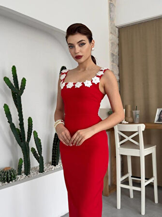 Mıng Çiçek Detaylı Elbise
