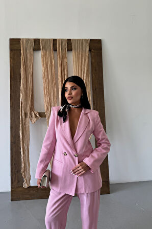 KETEN CEKET - PANTOLON TAKIM - Pembe