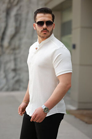 Erkek Hakim Yaka Kısa Kollu Gömlek