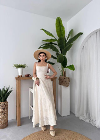 Cuper Çiçek Detaylı Elbise