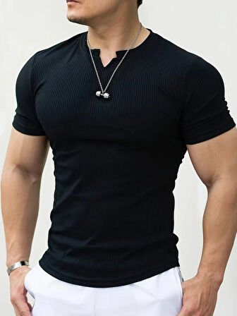 Erkek Kısa Kollu Bisiklet Yaka Burgu Bluz