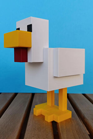 Minecraft Tavuk Figürü – 15 cm, Koleksiyonluk & Hediyelik - Piksel Stil Dekor & Masaüstü Aksesuar