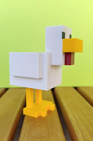 Minecraft Tavuk Figürü – 9 cm, Koleksiyonluk & Hediyelik - Piksel Stil Dekor & Masaüstü Aksesuar
