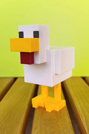 Minecraft Tavuk Figürü – 9 cm, Koleksiyonluk & Hediyelik - Piksel Stil Dekor & Masaüstü Aksesuar