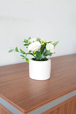 Yapay Çiçek Gül  Aranjmanı Ekru