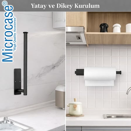 Microcase Çok Amaçlı Mutfak Banyo Tuvalet Paslanmaz Çelik Kağıt Havluluk AL5447 - SİYAH