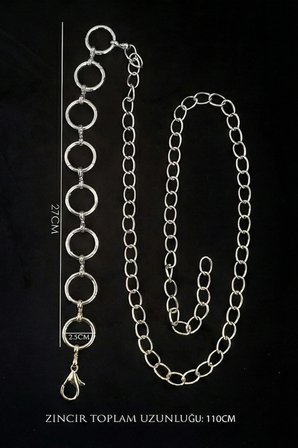 Altın Renk Yuvarlak Halka Detaylı Ayarlanabilir Zincir Kemer (110cm) - Elbise/Ceket/Gömlek - MFR5005