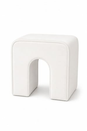 NU Bench Dekoratif Puf Tabure Beyaz Baby Face Kumaş 43x37x43 cm