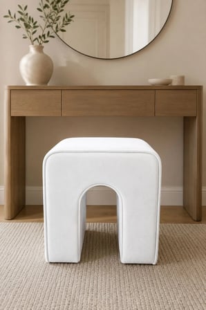 NU Bench Dekoratif Puf Tabure Beyaz Baby Face Kumaş 43x37x43 cm