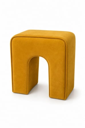 NU Bench Dekoratif Puf Tabure Hardal Baby Face Kumaş 43x37x43 cm