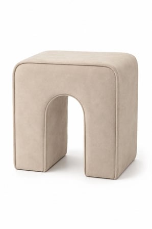 NU Bench Dekoratif Puf Tabure Krem Baby Face Kumaş 43x37x43 cm