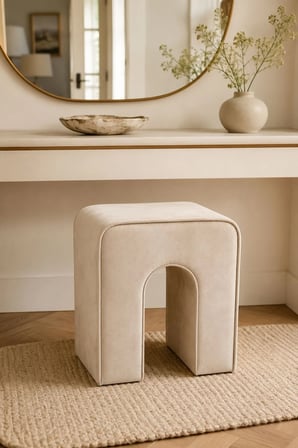 NU Bench Dekoratif Puf Tabure Krem Baby Face Kumaş 43x37x43 cm