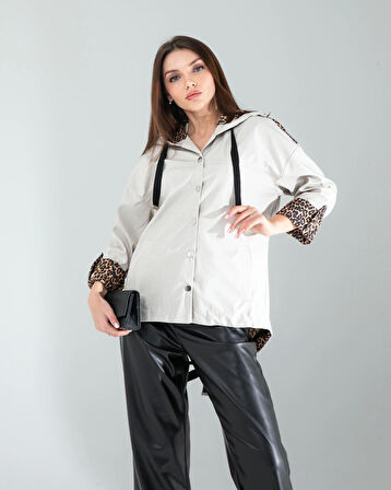 Leopar Detaylı Ceket