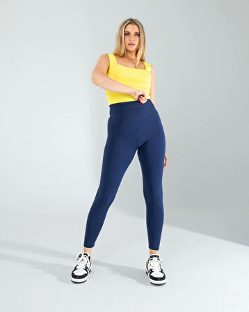 Sarı Kare Yaka Kalın Askı Triko Crop Bluz