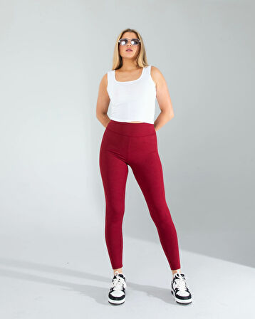 Bordo Fitilli Push Up Toparlayıcı Spor Tayt