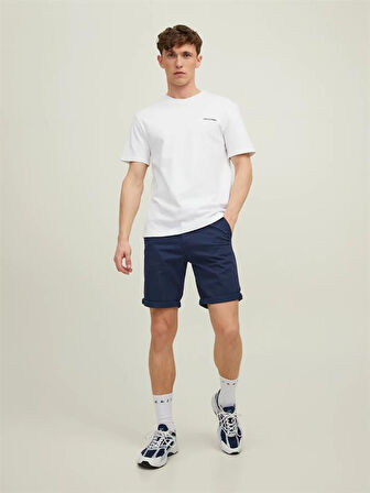 12165604 %100 Pamuk Likralı Regular Fit Erkek Chino Short Lacivert