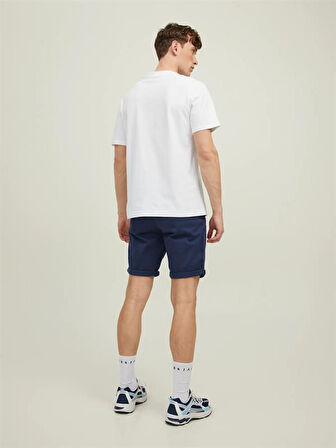 12165604 %100 Pamuk Likralı Regular Fit Erkek Chino Short Lacivert