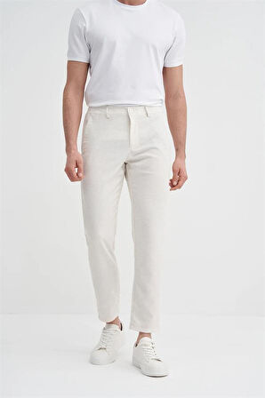 0035 Keten Erkek Jogger Pantolon Ekru