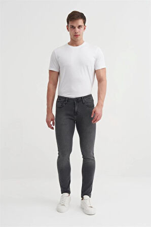 0712 Parker Normal Bel Dar Paça Slim Fit Erkek Kot Pantolon Antrasit