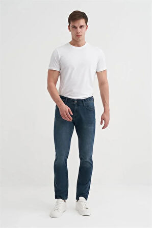 0752 Parker Normal Bel Dar Paça Slim Fit Erkek Kot Pantolon Lacivert