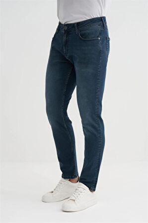 0752 Parker Normal Bel Dar Paça Slim Fit Erkek Kot Pantolon Lacivert