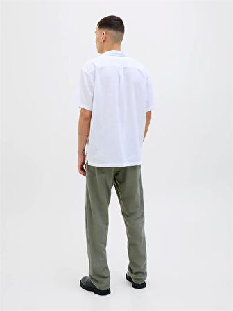 12248606 Relaxed Fıt Beli Lastikli Keten Jogger Erkek Pantolon Haki