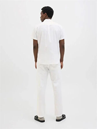 12248606 Relaxed Fıt Beli Lastikli Keten Jogger Erkek Pantolon Beyaz