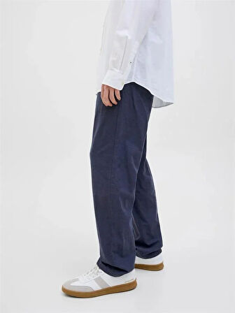 12248606 Relaxed Fıt Beli Lastikli Keten Jogger Erkek Pantolon Lacivert