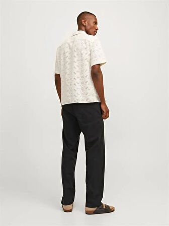 12248606 Relaxed Fıt Beli Lastikli Keten Jogger Erkek Pantolon Siyah