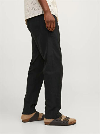 12248606 Relaxed Fıt Beli Lastikli Keten Jogger Erkek Pantolon Siyah