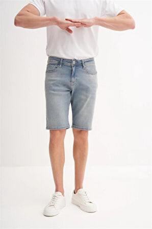 CAZ6703 Likralı Erkek Kot Short Lacivert