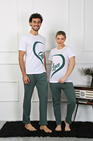 Kadın Pamuk Penye Sevgili Kombini Pijama Takımı Beyaz 50127 Tek Takım Fiyatıdır