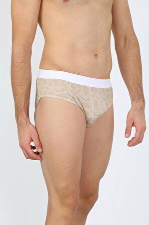 Erkek Pamuk 3lü Desenli Likralı Slip 40121