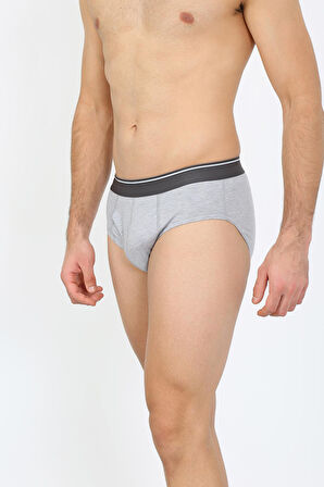 Erkek Pamuk Likralı Slip Gri 40132