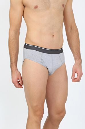 Erkek Pamuk Likralı Slip Gri 40132